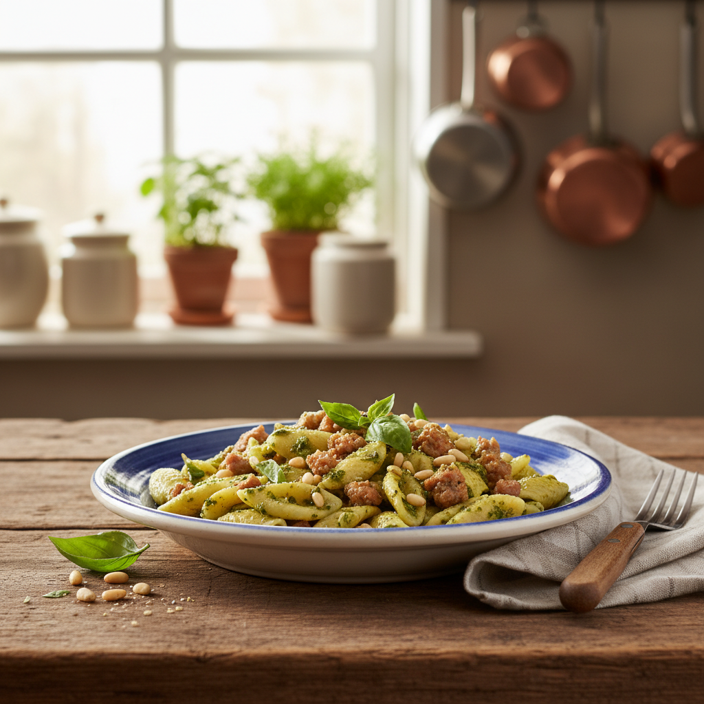 Authentieke Pasta met Venkelworst en Verse Pesto