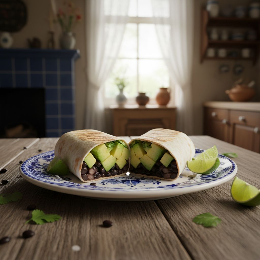 Gezonde Avocado Burrito met Zwarte Bonen en Limoen