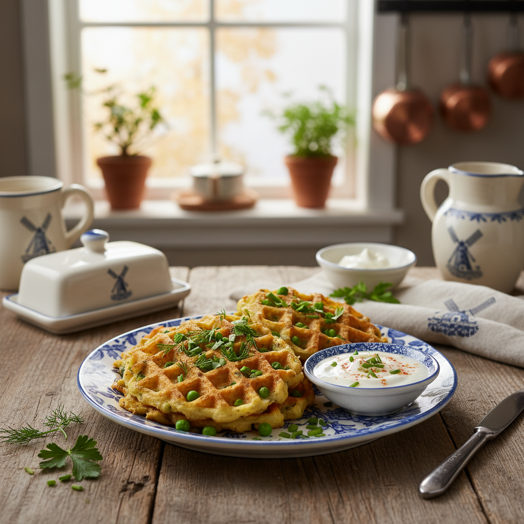 Doperwten en Gekruide Aardappelwafels