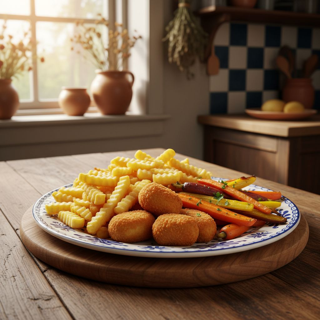 Friet met Kroket en Wortels