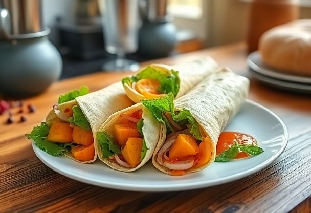Gezonde Abrikoos en Uienwraps met Kruidige Saus in 20 Minuten