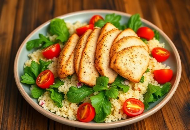 Gezonde Griekse Couscous Salade met Kruidige Kip