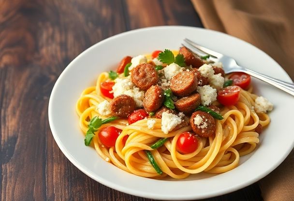 Gezonde Pasta Salade met Venkelworst en Feta