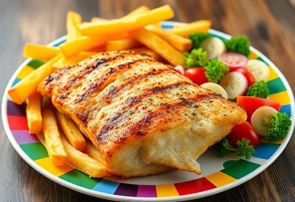Gezonde Vis en Chips met Groenten