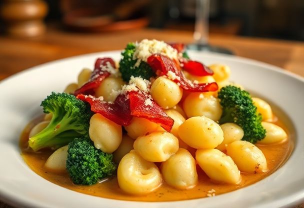Romige Gnocchi met Knapperige Spek en Broccoli