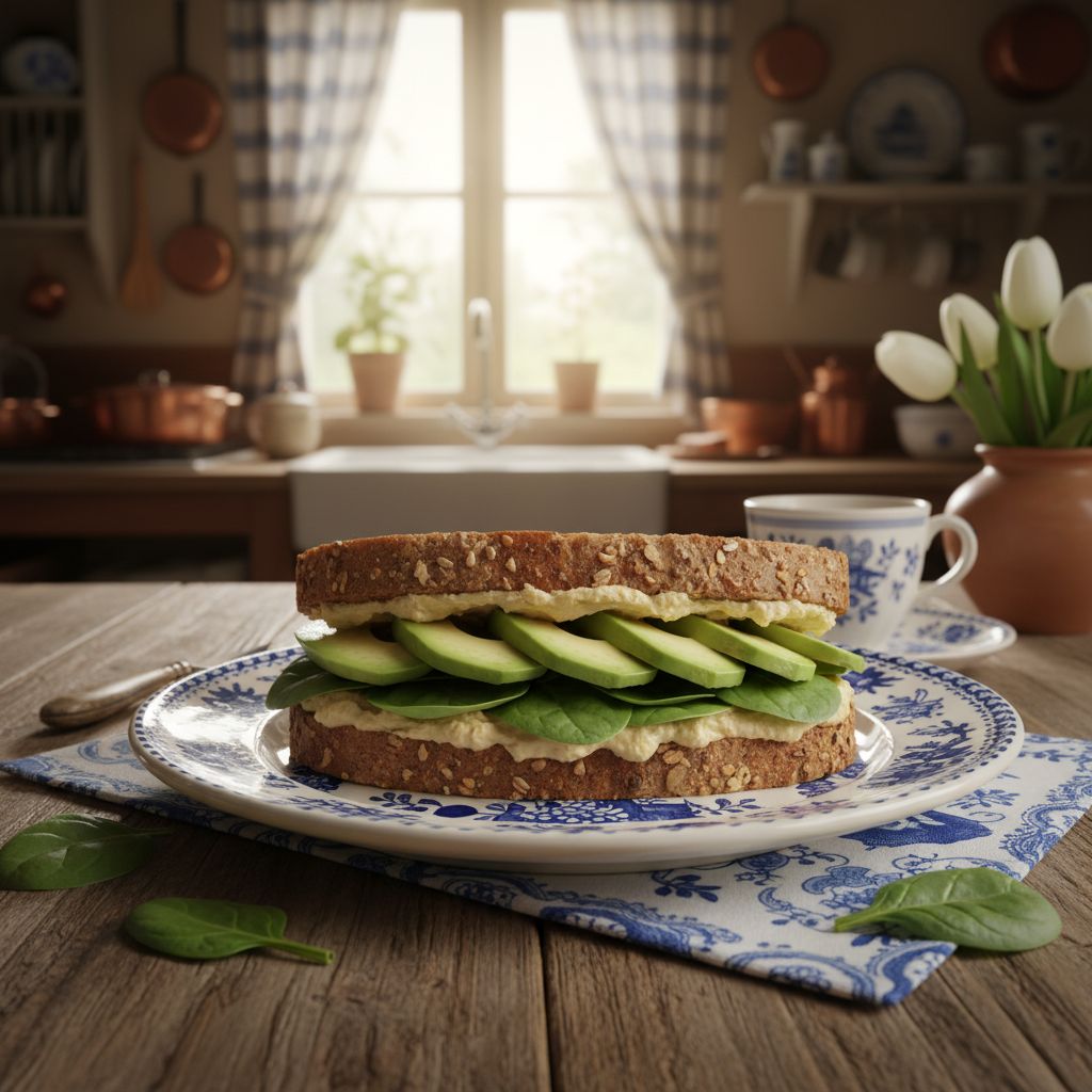 Hummus en Avocado Sandwiches