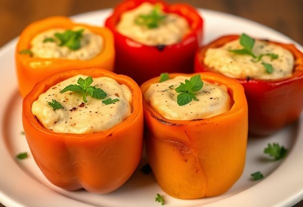 Gevulde Paprika's met Hummus