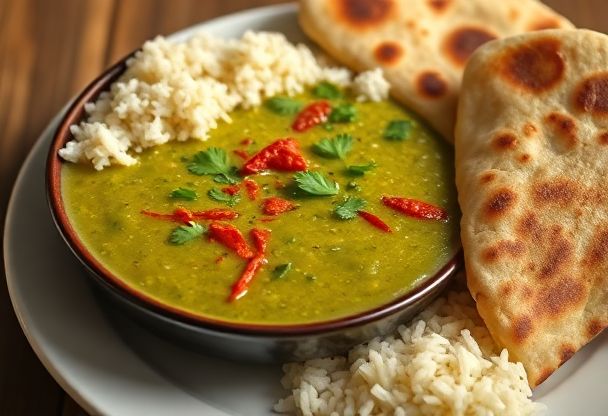 Traditionele Indiase Groene Daal met Rijst