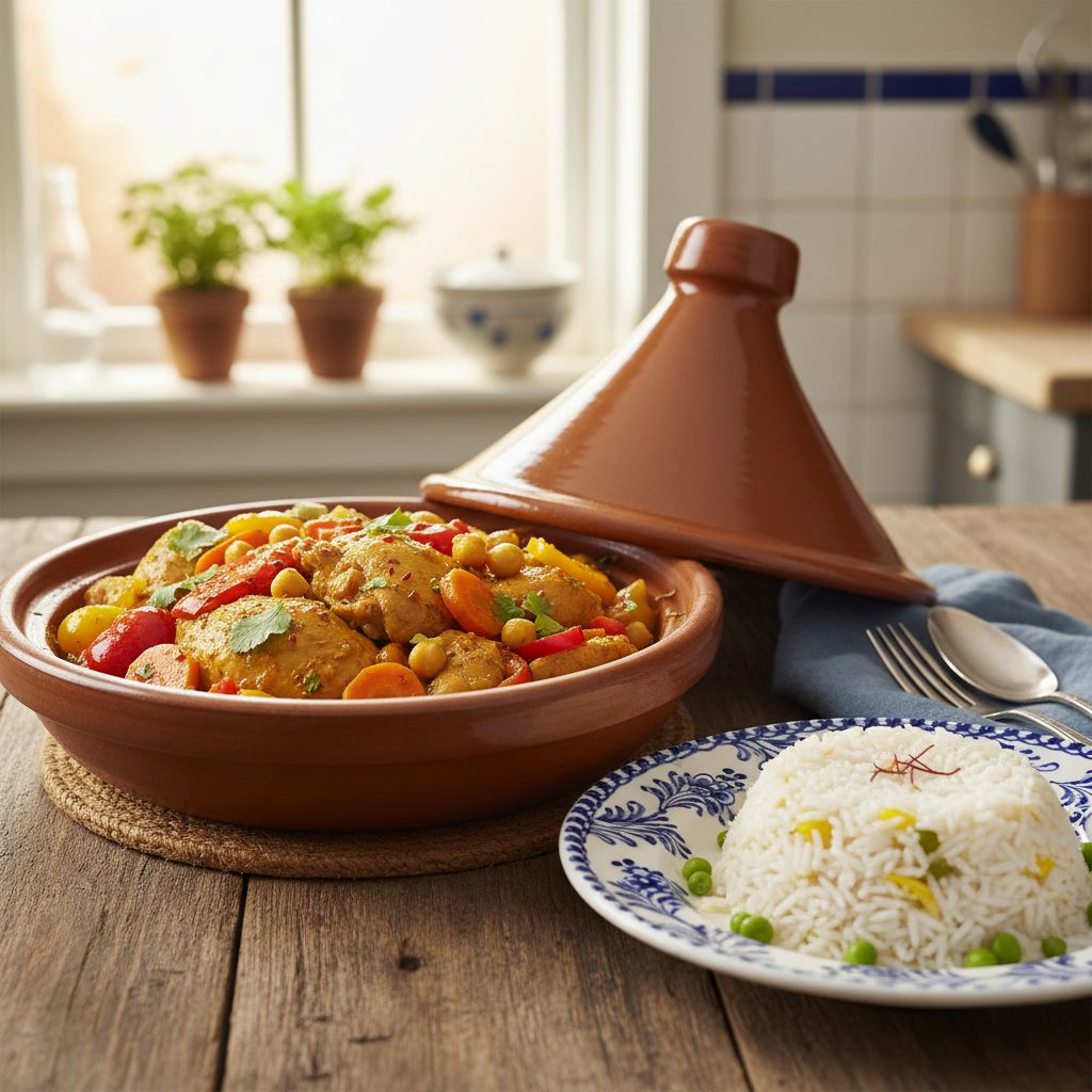 Kip Tajine met Rijst en Groenten
