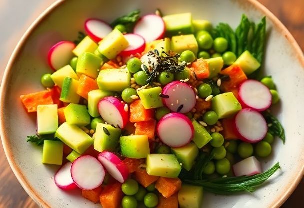 Knapperige Vegan Poké Bowl met Sesam en Avocado