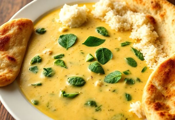 Snelle Gezonde Kokos Daal met Verse Spinazie