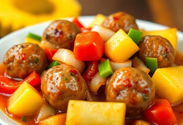 Kruidige Gehaktballen in Zoetzure Saus voor een Snelle Maaltijd