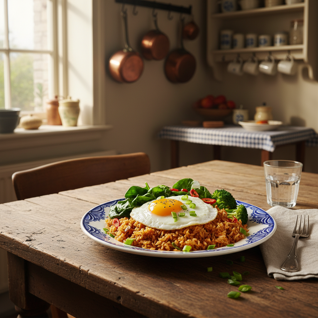 Nasi Goreng met Ei en Groene Groenten