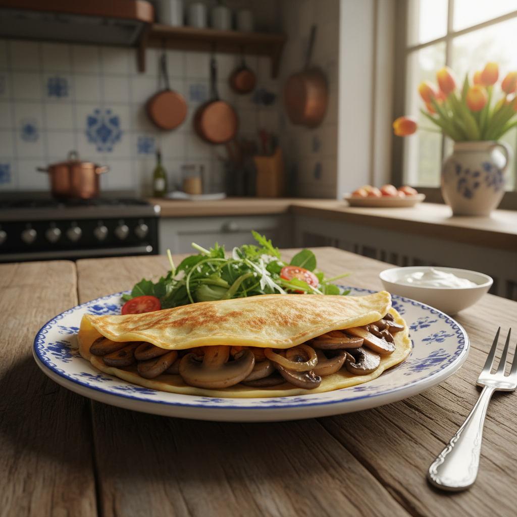 Pannenkoek met Champignons en Ui