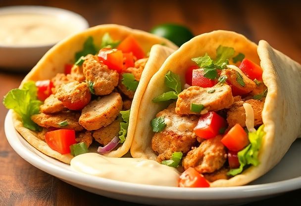 Malse Pita Gyros met Kip en Romige Knoflooksaus