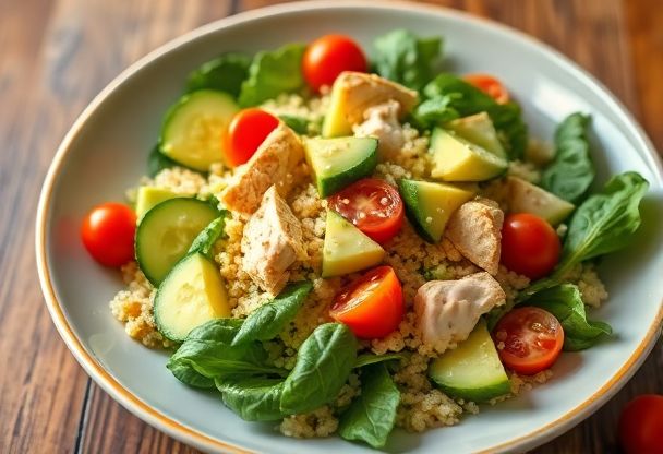 Romige Avocado Salade met Kip en Quinoa in 25 Minuten
