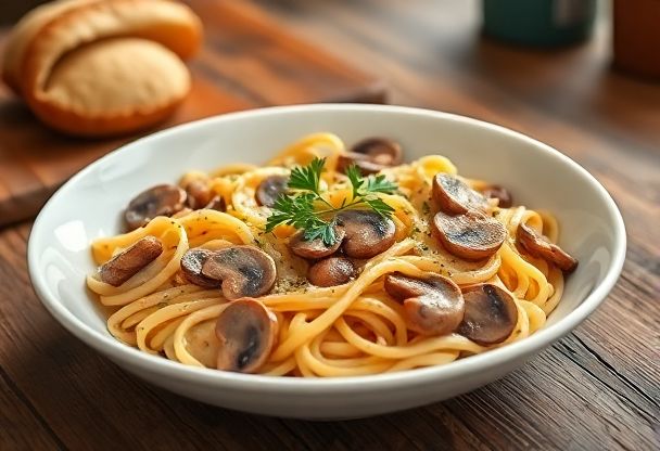 Romige Pasta met Champignons en Ui in 25 Minuten