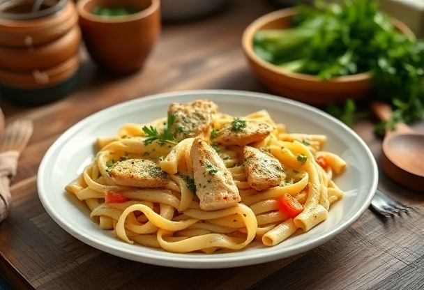 Romige Pasta met Kip en Pesto in 20 Minuten