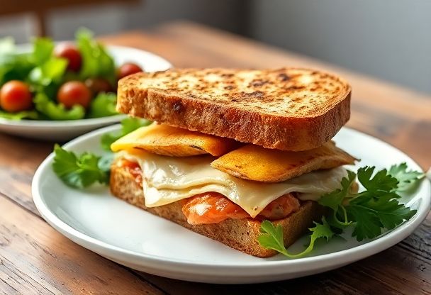Romige Tosti met Gerookte Kipfilet en Kaas in 15 Minuten