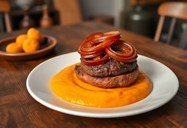 Romige Wortelpuree met Rode Ui Hamburger in 25 Minuten