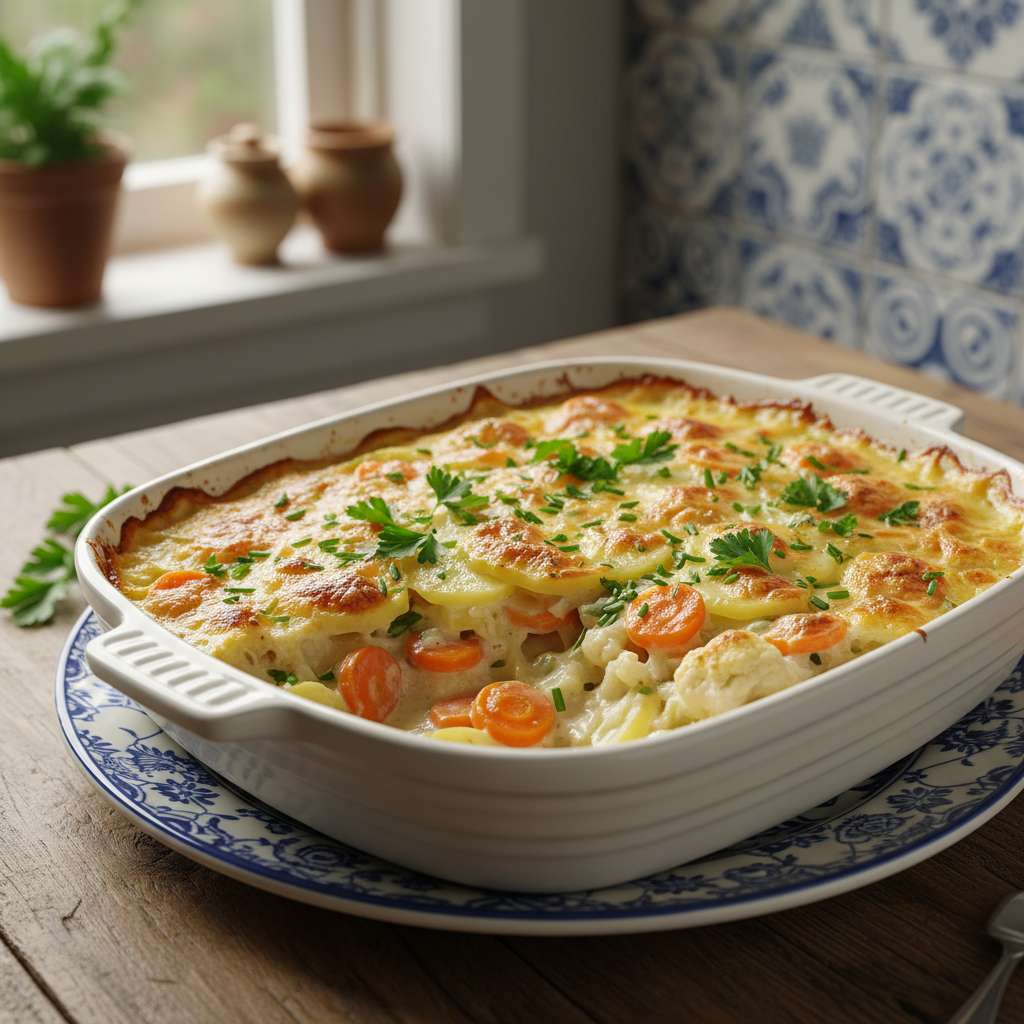 Snelle Aardappelgratin met Wortelen en Bloemkool
