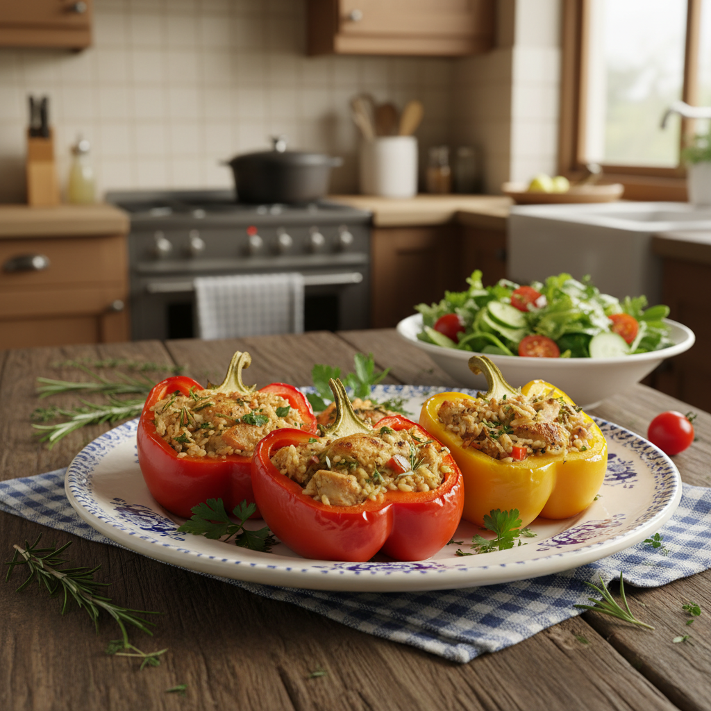 Snelle Gevulde Paprika met Kip