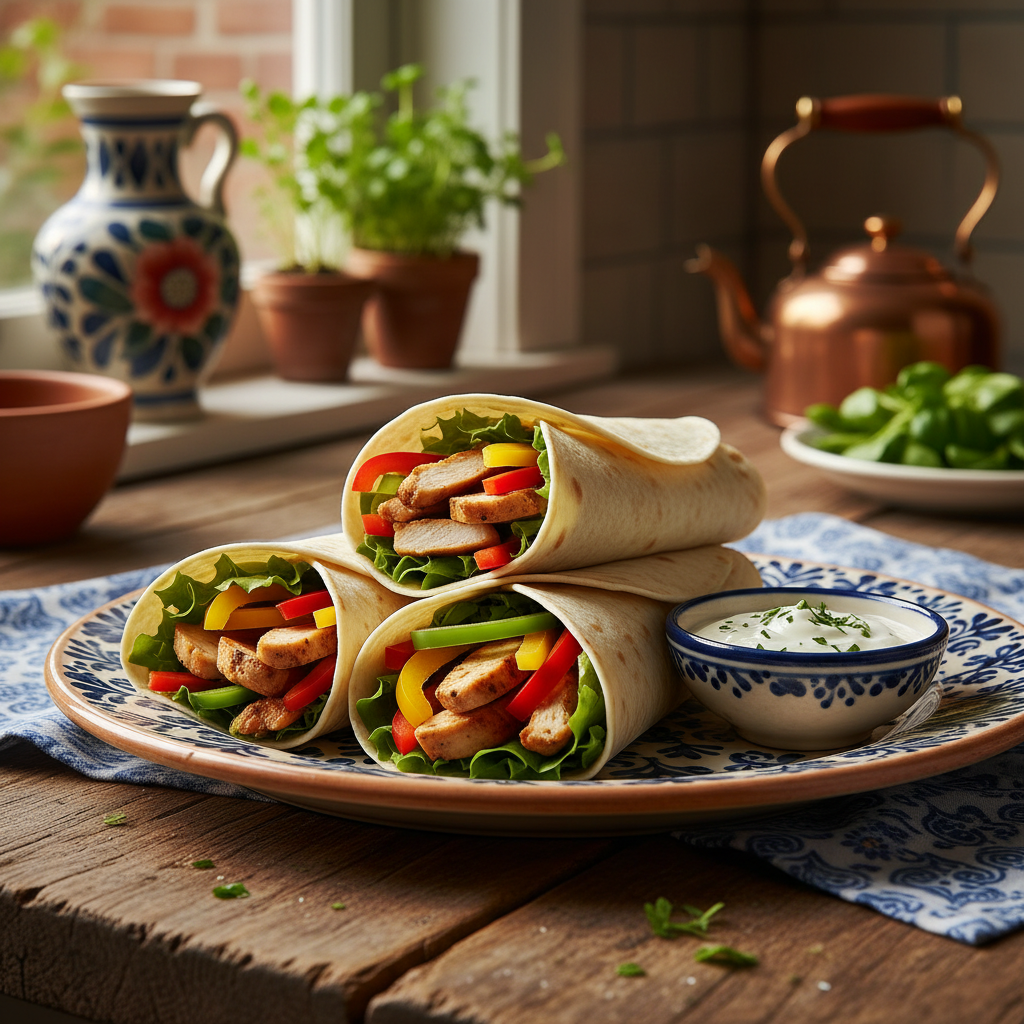 Snelle Gevulde Tortilla met Groenten en Kip