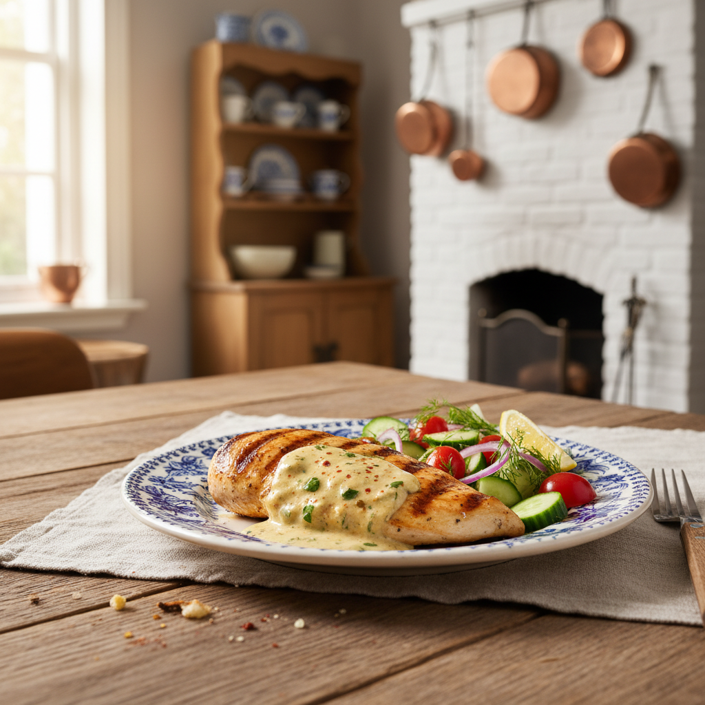 Snelle Kipfilet met Kruidige Yoghurt Saus