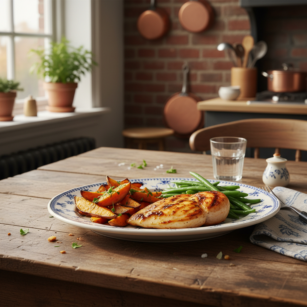 Snelle Kipfilet met Zoete Aardappel en Boontjes