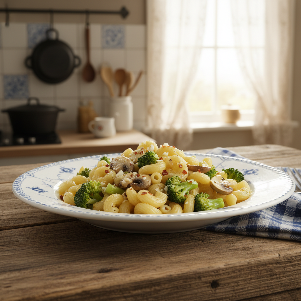 Snelle Pasta met Broccoli en Champignons