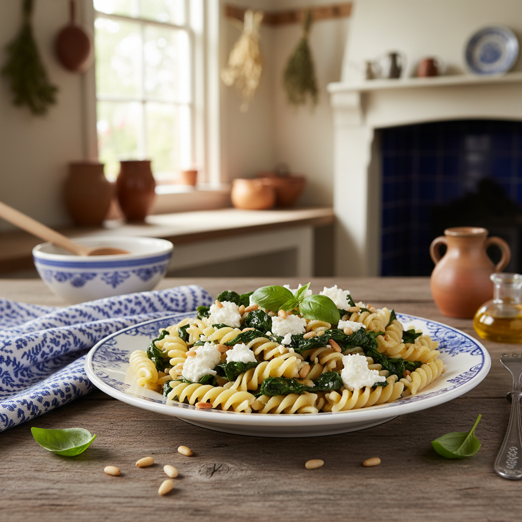 Snelle Pasta met Spinazie en Geitenkaas