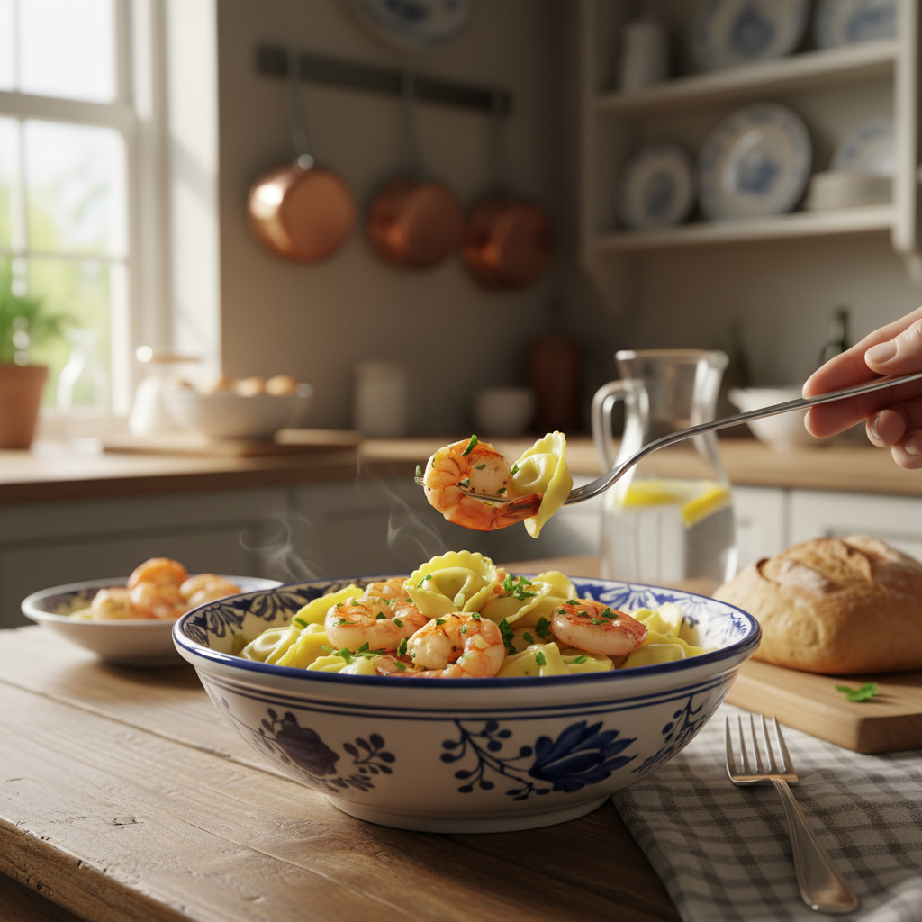 Tortellini met Garnalen en Knoflook